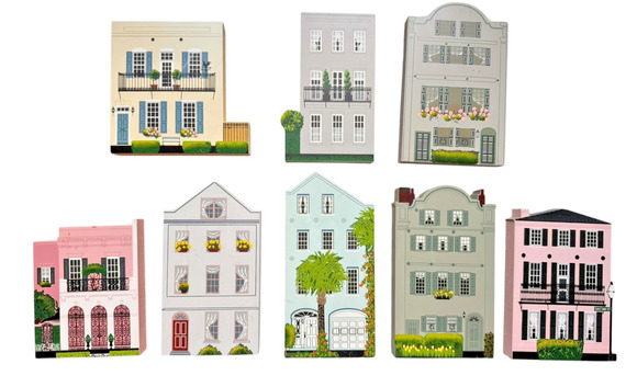 Shelia's Collectibles Other - Sheila's Charleston SC Rainbow Row South of Broad 8 Pc Signed Wood House Lot